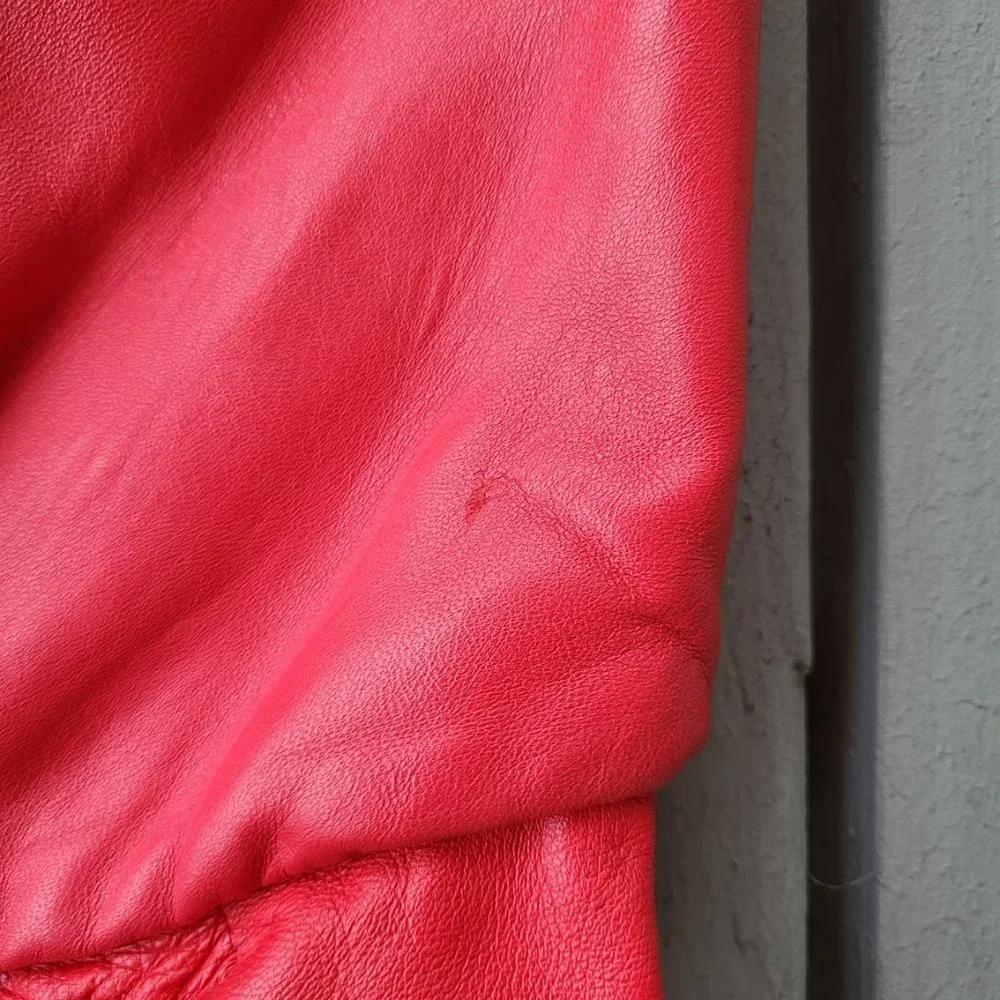 Clifford Olson For Tannery West Vintage‎ Mini Dress Leather Strapless Red 2 - Picture 6 of 10